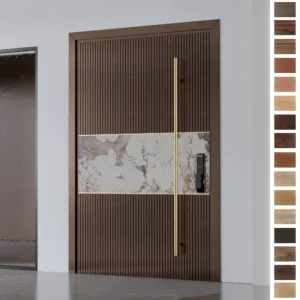 Elevate your home’s entrance with American-style engineered wooden pivot doors.