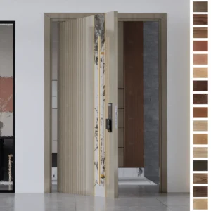 Entry Door made of solid American Walnut with a smart lock system.