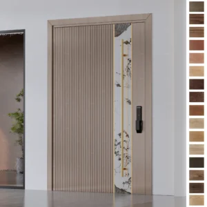 Discover our Canadian Standard Custom Villa Walnut Solid Wood Exterior Door with Smart Lock.