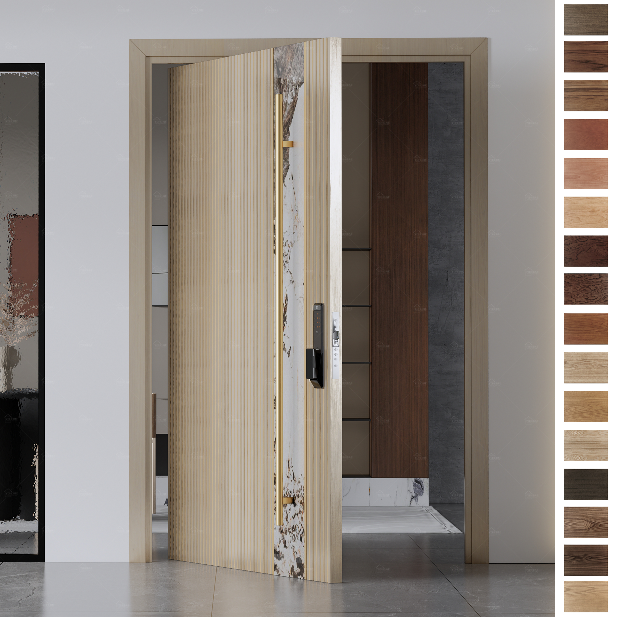 Discover the beauty of French design with our solid wood Entry Door.