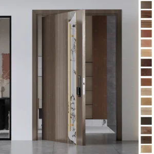 Entry Door made with premium timber and grooved detail.