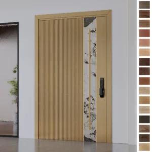 Yohome's Entry Door with Gone Groove Design and Solid Core Timber Pivot Door