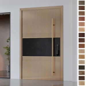 Entry Door solution with solid wood and biometric lock.