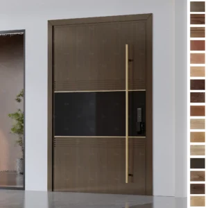 Entry Door in solid oak with a block pattern. Perfect for cottage front doors.