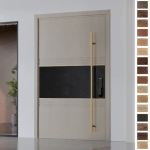 Entry Door crafted with solid wood in a Spain modern style.