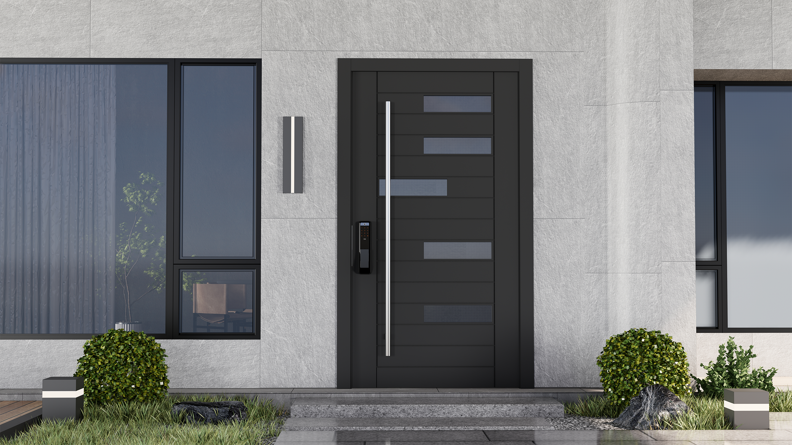 Durable cast aluminum exterior door designed for enhanced home security.