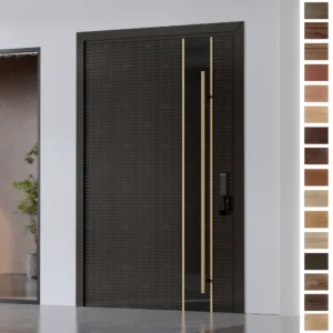 Entry Door in luxury solid walnut with a sleek modern flush look.
