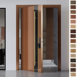 Entry Door in wood pivot style, crafted for Israel residential and commercial exteriors.