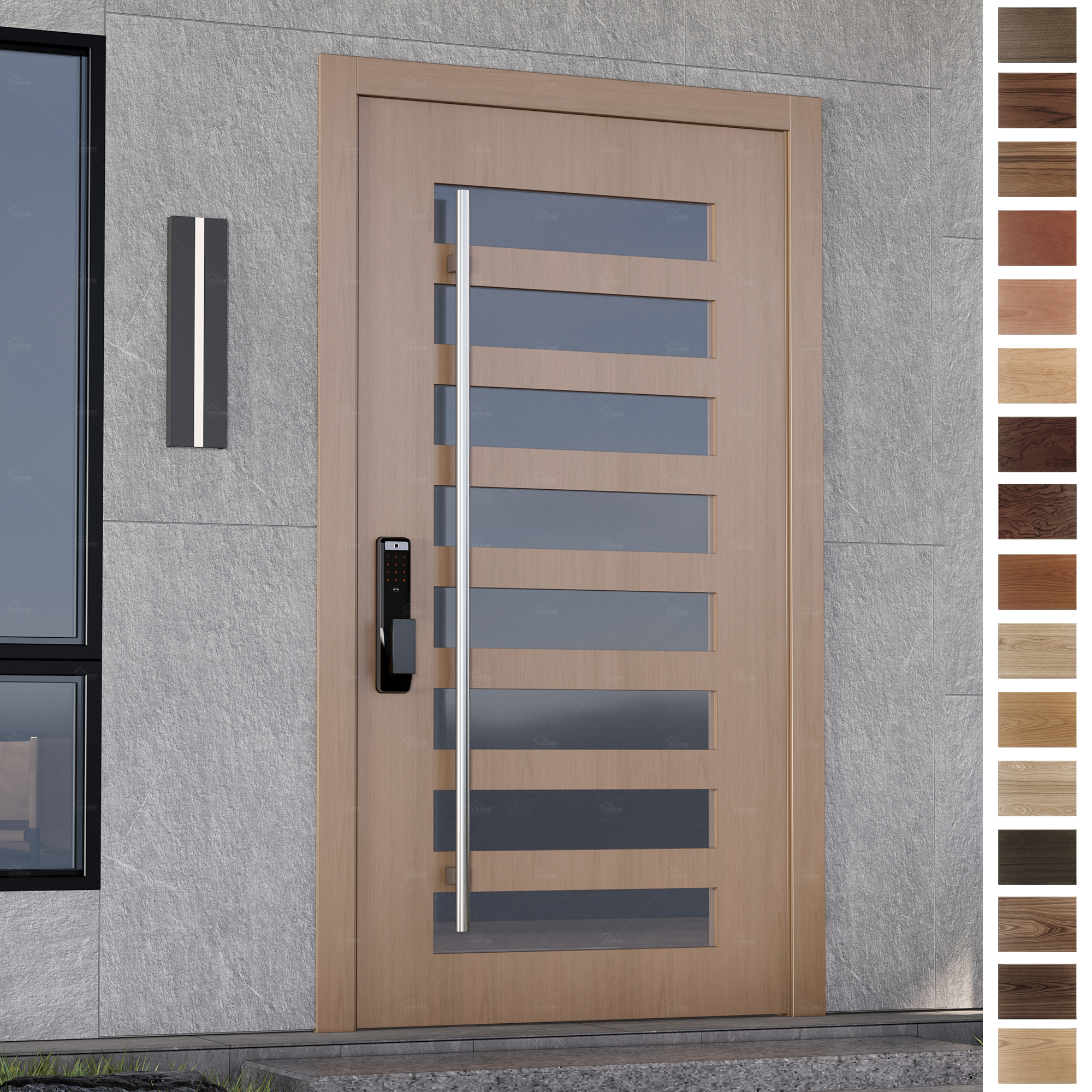 Entry Door solution for villas—engineered wooden design with multiple glazing.