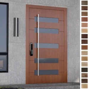 Entry Door for new houses with wood and glass panel.