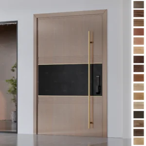 Yohome custom oak entry door with pivot design for modern homes.
