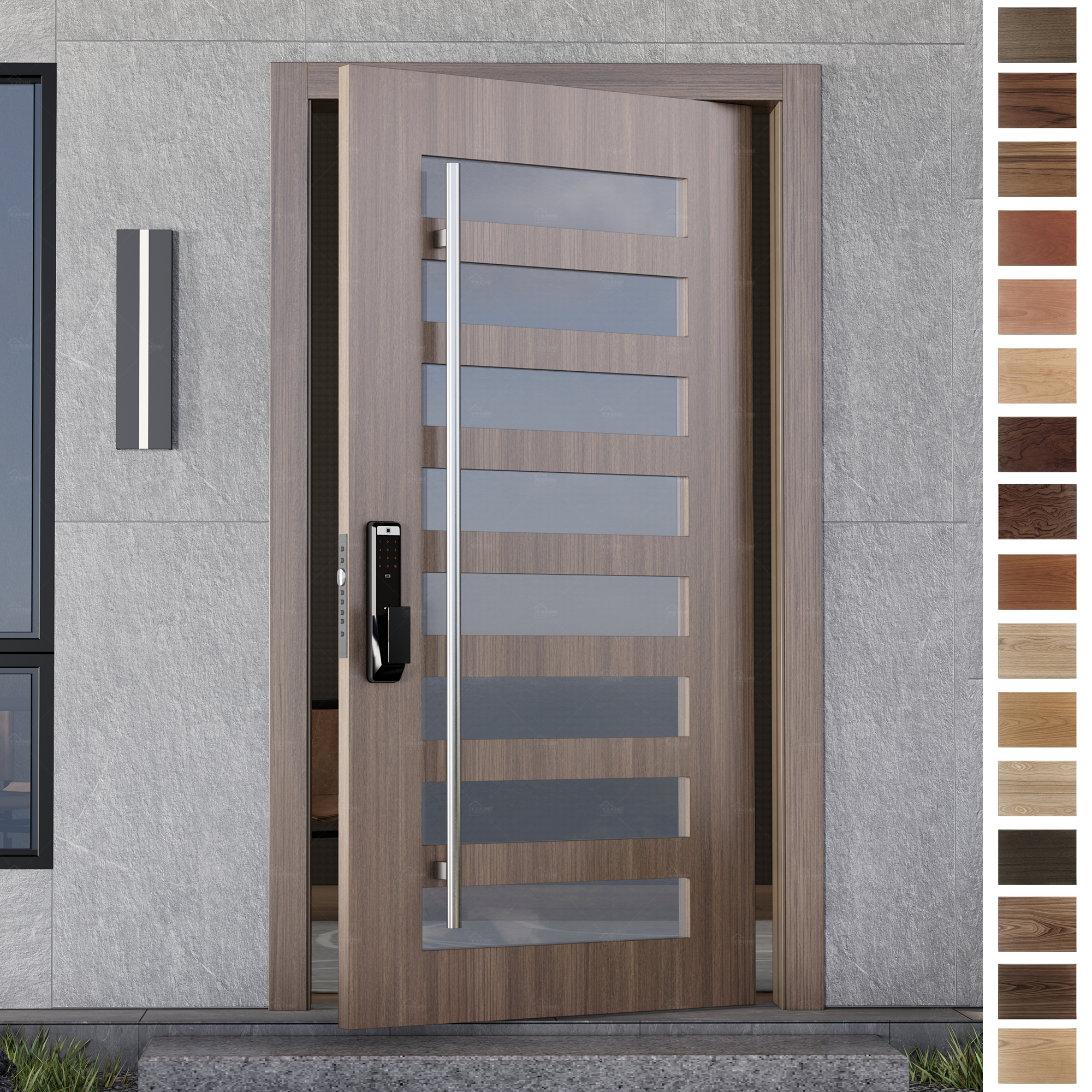 Entry Door in 32x80 wood pivot style, perfect for modern villas.