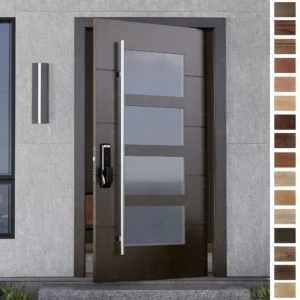 Entry Door crafted in solid wood for residential exteriors.