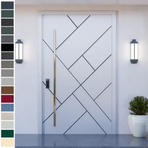 Entry Door crafted in cast aluminum with pivot design.