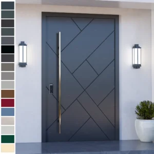 Entry Door made from cast aluminum, perfect for luxury villas.