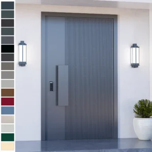 Entry Door built with modern aluminum and pivot design.