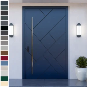 Entry Door in cast aluminum, custom pivot design from Foshan.