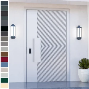 Entry Door in cast aluminum, designed in Germany for villa exteriors.