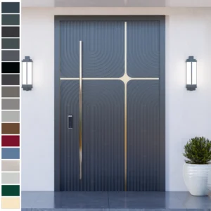 Entry Door in cast aluminum, designed for modern villas.