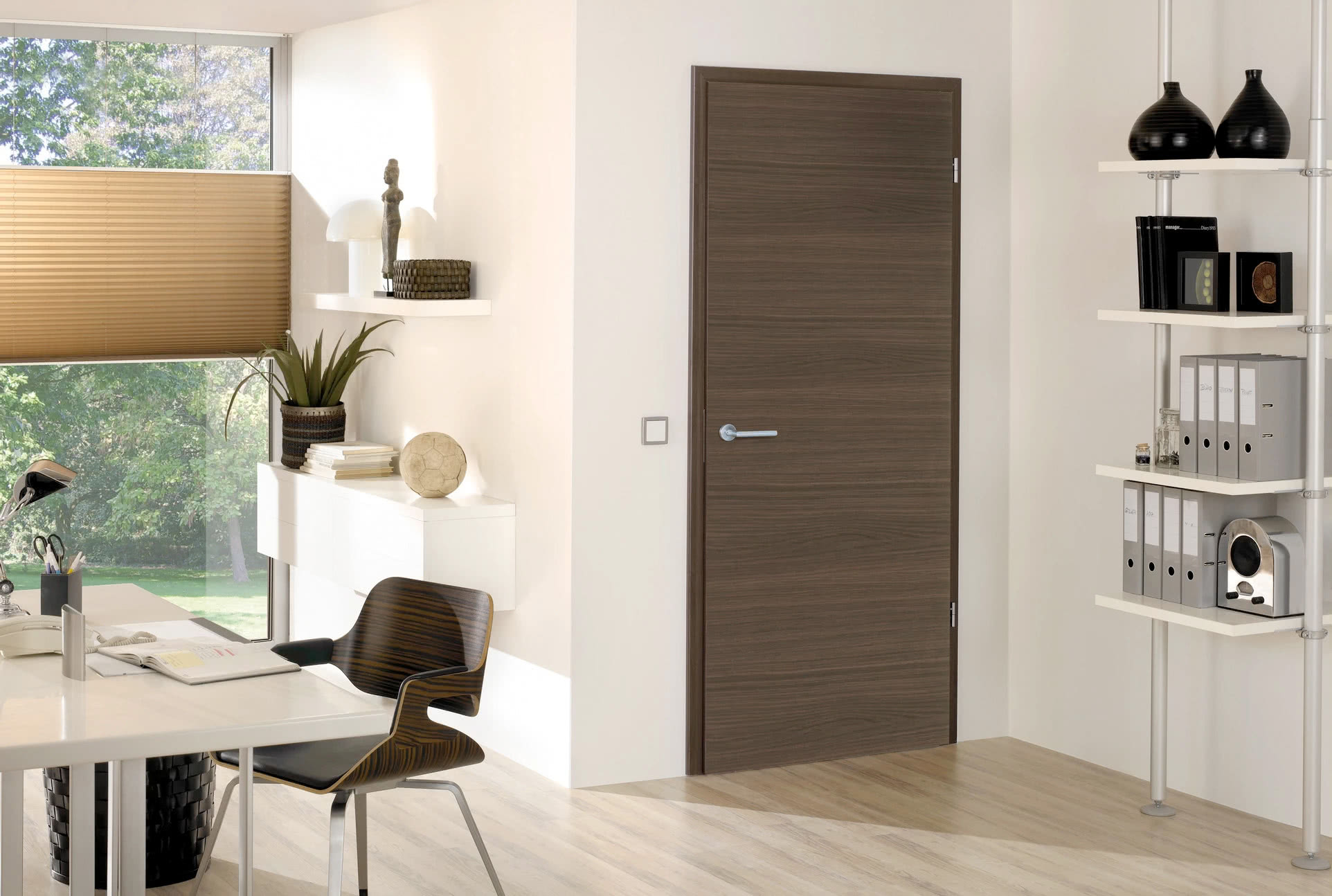 A sleek and modern wood flat door design perfect for contemporary homes.