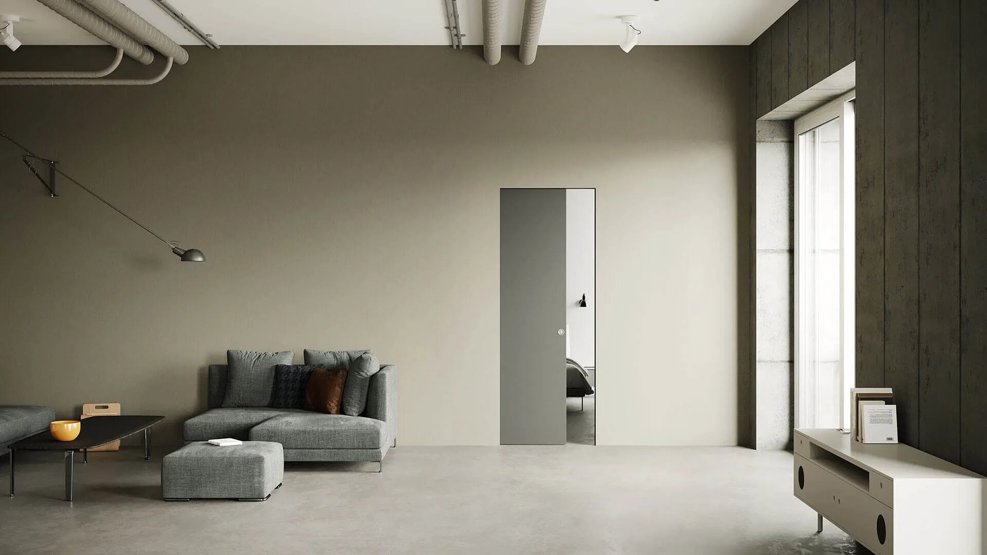 Custom Pocket Door design enhancing home style and saving floor space.