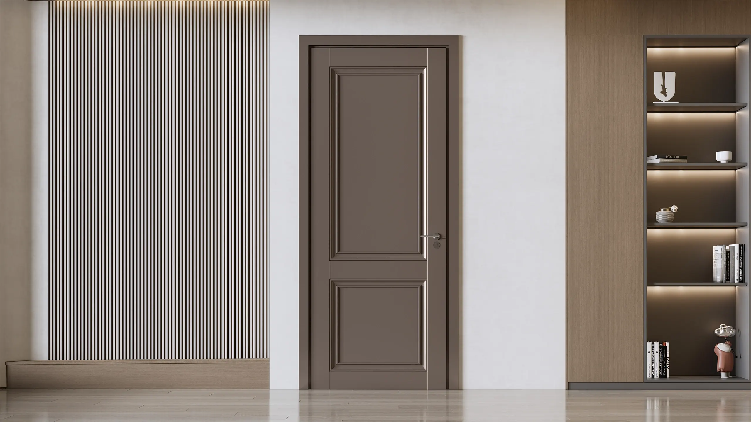 Modern wood interior door with elegant design for home decoration.