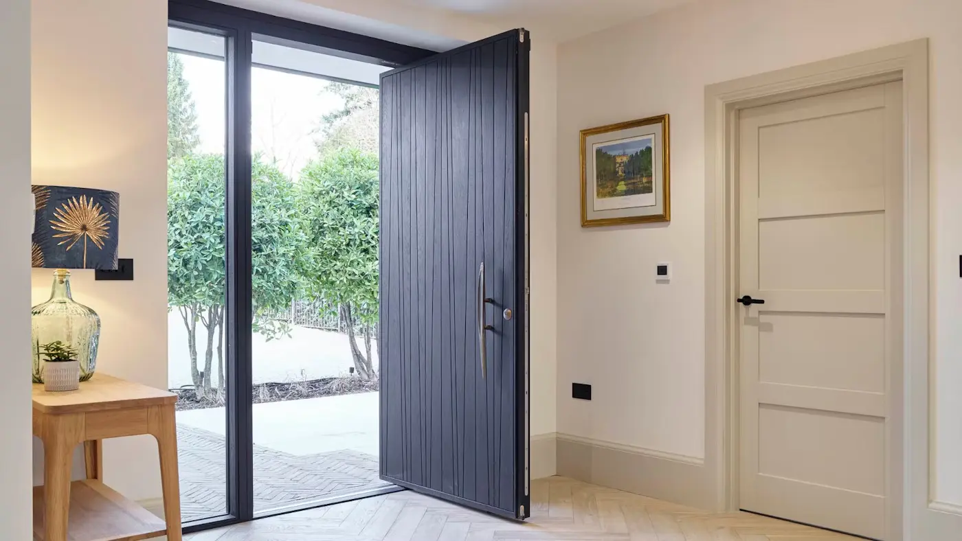Luxury solid wood front door designed for durability and timeless style.