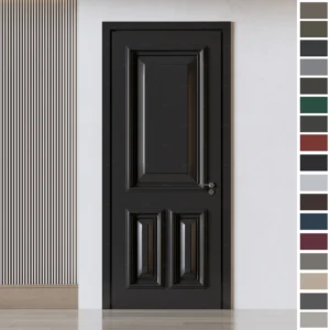 This Interior Door features custom modern black design.