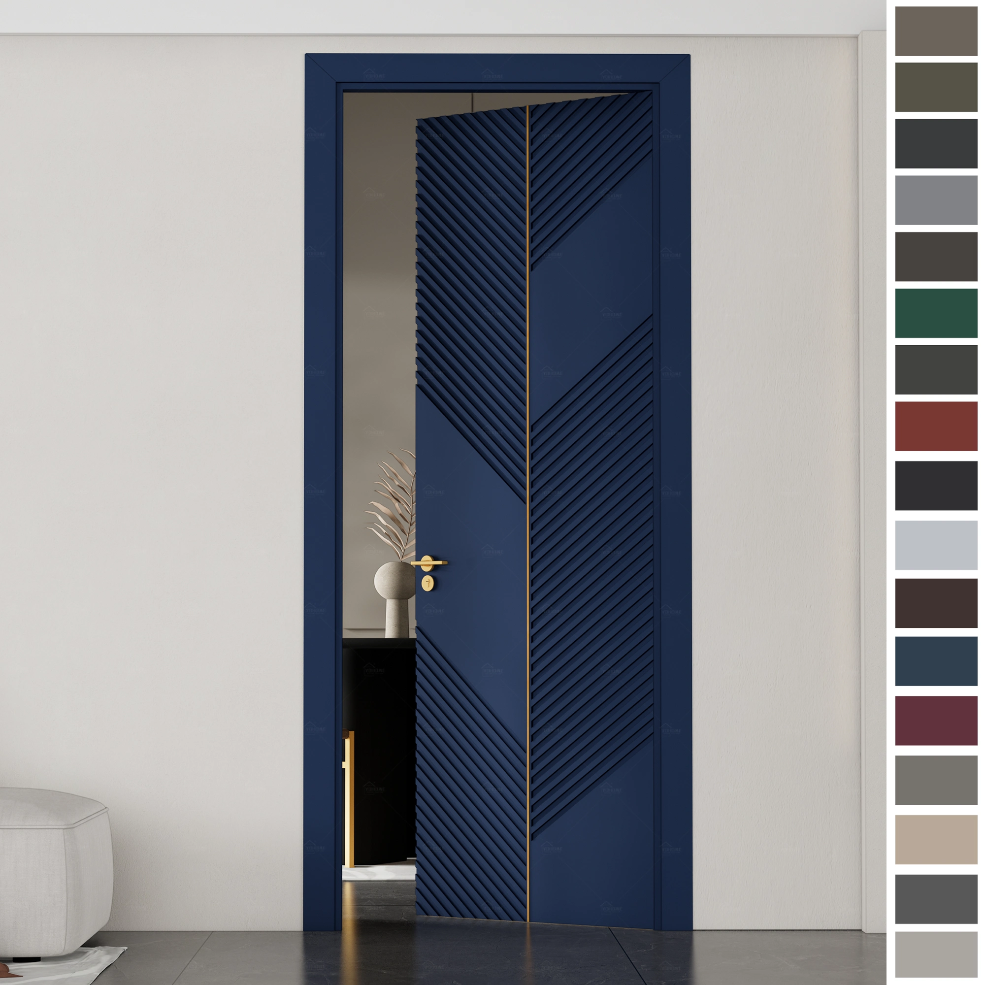 Modern blue Interior Door crafted from MDF and HDF wood.