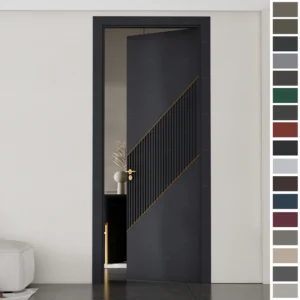 Interior Door black wooden bedroom design with solid core MDF construction.